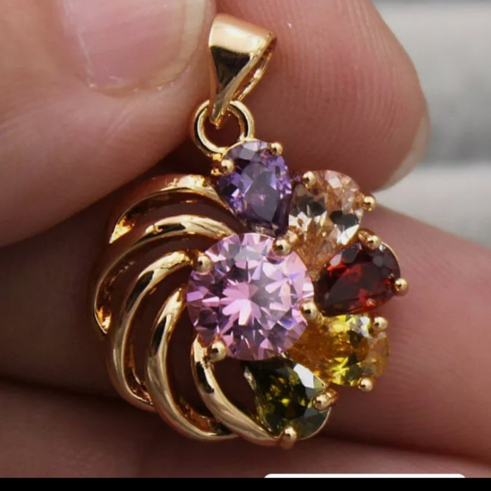 New gold filled multi color cz pendant